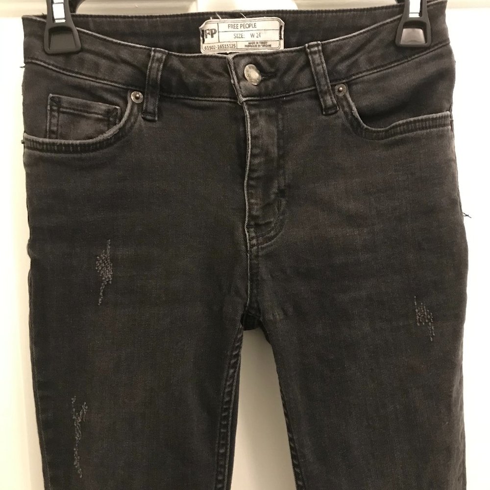 Free People Distressed Black Jean Size 24